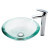 Clear 34mm edge Glass Vessel Sink and Visio Faucet Chrome