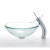 Clear Glass Vessel Sink and Waterfall Faucet Chrome