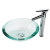 Clear 34mm edge Glass Vessel Sink and Decus Faucet Chrome