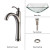 Clear Aquamarine Glass Vessel Sink and Riviera Faucet Satin Nickel