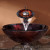 Saturn Glass Vessel Sink and Waterfall Faucet Oil Rubbed Bronze