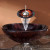 Saturn Glass Vessel Sink and Waterfall Faucet Satin Nickel