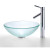 Frosted Glass Vessel Sink and Sheven Faucet Chrome