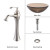 Clear Brown Glass Vessel Sink and Ventus Faucet Brushed Nickel