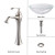 Crystal Clear Glass Vessel Sink and Ventus Faucet Brushed Nickel