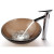 Frosted Brown Glass Vessel Sink and Decus Faucet Chrome