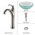 Mosaic Glass 14 Inch Vessel Sink and Riviera Faucet Satin Nickel