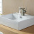 White Square Ceramic Sink and Unicus Basin Faucet Brushed Nickel