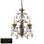 3-Light Ceiling Mount Weathered Mahogany Chandelier