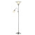 Floor Lamp with Reading Light 70.5 Inch- Brushed Steel Finish with Alabaster Glass Shades