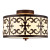 2 Light Flush Mount Ceiling Light 13 Inch - Oil Rubbed Bronze with Beige Fabric Shade