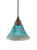 Concord 1 Light Ceiling Bronze Incandescent Pendant with a Teal Crystal Glass