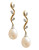 Fine Jewellery 14K Yellow Gold Sterling Silver Diamond And 7mm Pearl Earrings - PEARL