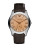 Emporio Armani Large Round Amber Dial with Subsecond on Brown Croco Embossed Leather Strap - BROWN