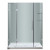 60 Inch x 77.5 Inch Frameless Hinge Shower Door with Glass Shelves with Center Base