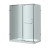 60 In. x 35 In. Semi-Frameless Shower Enclosure in Stainless Steel with Left Shower Base