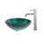 Nei Glass Vessel Sink and Ramus Faucet Satin Nickel