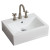 Wall Mount Rectangle White Ceramic Vessel with 8 Inch o.c. Faucet Drilling