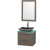 Amare 24 In. Vanity in Grey Oak with Glass Vanity Top in Aqua and Black Granite Sink