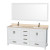 Sheffield 72 In. Double Vanity in White with Marble Vanity Top in Ivory and 70 In. Mirror