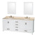 Sheffield 80 In. Double Vanity in White with Marble Vanity Top in Ivory and 24 In. Mirrors