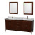 Hatton 72 In. Vanity in Dark Chestnut with Marble Top in Carrara White with Square Sinks and Mirrors