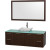 Amare 60 In. Vanity in Espresso with Glass Vanity Top in Aqua and Carrara Marble Sink