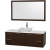 Amare 60 In. Vanity in Espresso with Man-Made Stone Vanity Top in White and Carrara Marble Sink