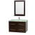 Centra 36 In. Vanity in Espresso with Glass Top in Aqua and Square Porcelain Under Mounted Sink