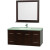 Centra 48 In. Vanity in Espresso with Glass Top in Aqua and Square Porcelain Under Mounted Sink