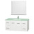Centra 48 In. Vanity in White with Glass Vanity Top in Aqua and Square Porcelain Under Mounted Sink