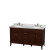 Hatton 60 In. Double Vanity in Dark Chestnut with Marble Vanity Top in Carrara White and Oval Sinks