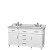 Berkeley 60 In. Double Vanity in White with Marble Vanity Top in Carrara White and Oval Sinks