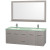 Centra 60 In. Double Vanity in Grey Oak with Glass Top in Aqua and White Square Sinks