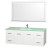 Centra 60 In. Vanity in White with Glass Vanity Top in Aqua and Square Porcelain Under Mounted Sink