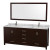Sheffield 80 In. Double Vanity in Espresso with Marble Vanity Top in Carrara White and 70 In. Mirror