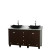 Acclaim 60 In. Double Vanity in Espresso with Top in Carrara White with Black Sinks and No Mirrors