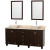 Acclaim 72 In. Double Vanity in Espresso with Top in Ivory with Bone Sinks and Mirrors