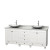Acclaim 80 In. Double Vanity in White with Top in Carrara White with White Carrara Sinks and No Mir.