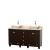 Acclaim 60 In. Double Vanity in Espresso with Top in Ivory with Bone Sinks and No Mirrors