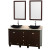 Acclaim 60 In. Double Vanity in Espresso with Top in Ivory with Black Sinks and Mirrors