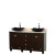 Acclaim 60 In. Double Vanity in Espresso with Top in Ivory with Black Sinks and No Mirrors