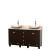 Acclaim 60 In. Double Vanity in Espresso with Top in Ivory with Ivory Sinks and No Mirrors