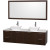 Amare 72 In. Double Vanity in Espresso with Man Made Stone Vanity Top in White and Porcelain Sinks