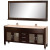 Daytona 71 In. Vanity in Espresso with Double Basin Marble Vanity Top in Ivory and Mirror