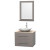 Centra 30 In. Single Vanity in Gray Oak with Ivory Marble Top with White Carrera Sink and 24 In. Mirror