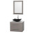 Centra 30 In. Single Vanity in Gray Oak with Solid SurfaceTop with Black Granite Sink and 24 In. Mirror