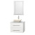 Centra 30 In. Single Vanity in White with Solid SurfaceTop with Bone Porcelain Sink and 24 In. Mirror