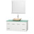 Centra 48 In. Single Vanity in White with Green Glass Top with Ivory Sink and 36 In. Mirror