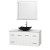 Centra 48 In. Single Vanity in White with White Carrera Top with Black Granite Sink and 36 In. Mirror